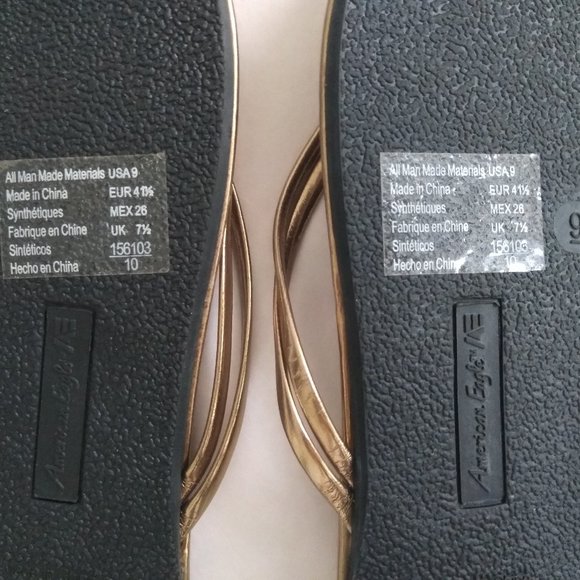 WMNS / Womens  AE American Eagle Flip Flop Slides Size 9  Color: Satin Bronze - Picture 5 of 6